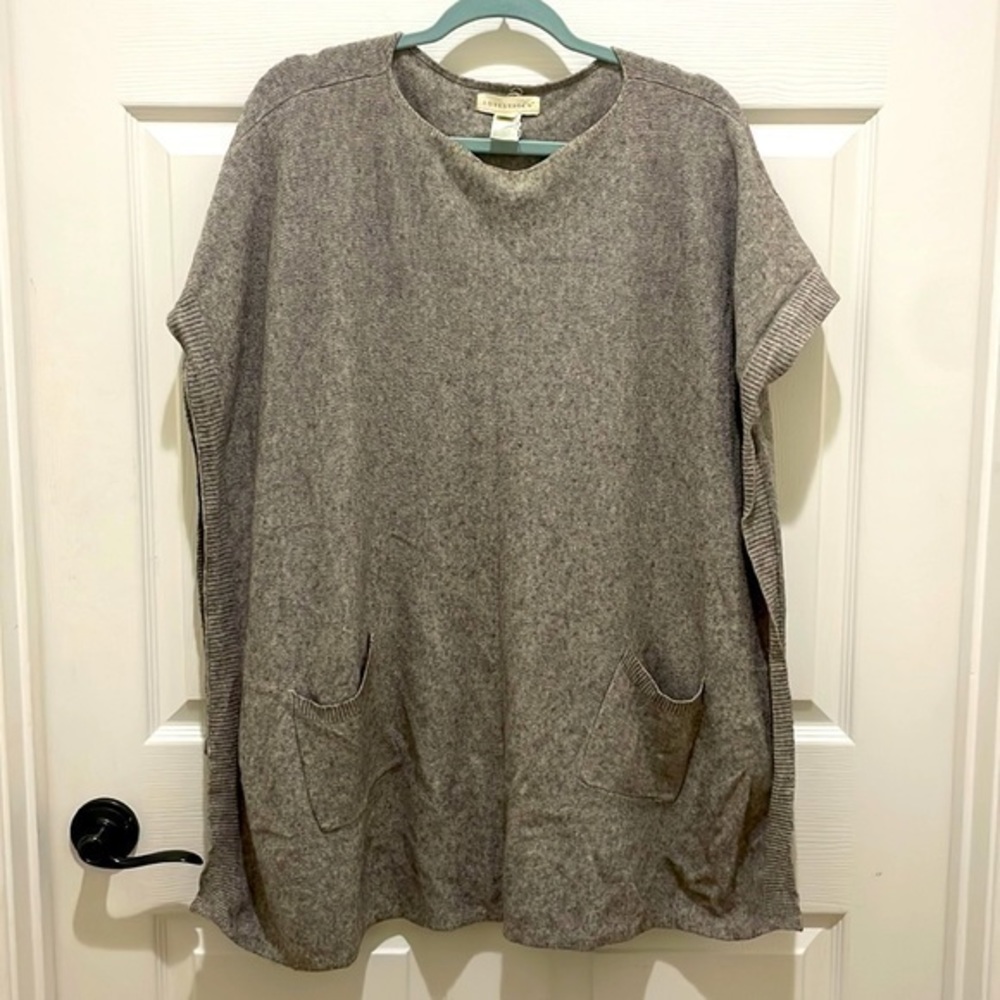 Lovestitch Brown Heather Knit Short Sleeve Poncho